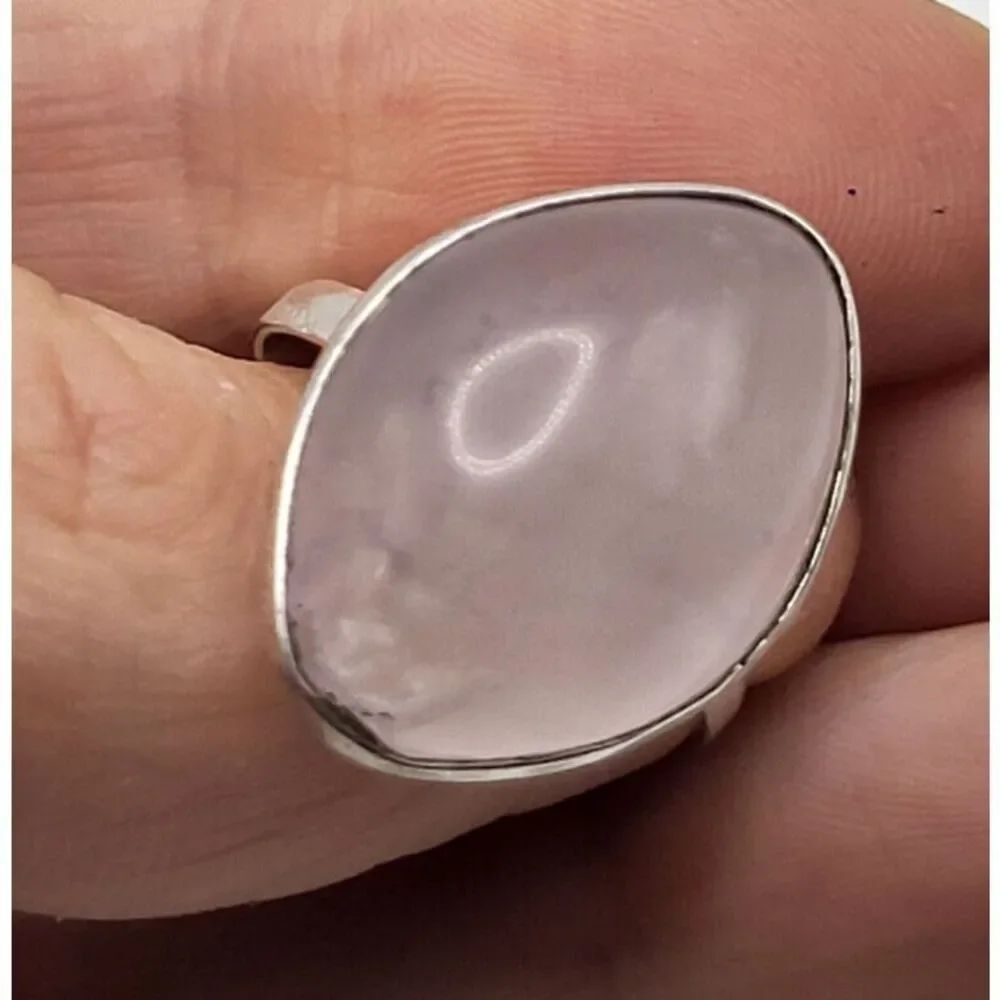 Bohemian Quartz White Stone Ring sz 8.75
